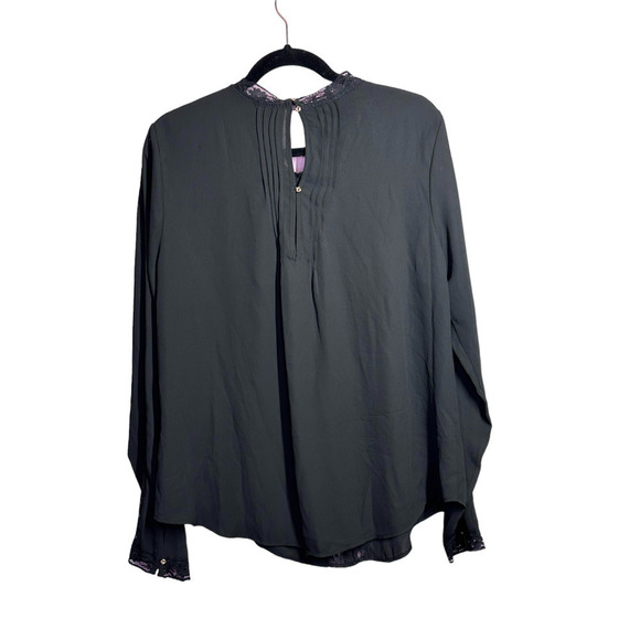 Kardashian kollection Long Sleeve Lace Insert Lace Blouse Chiffon Top Size XL - Picture 3 of 8